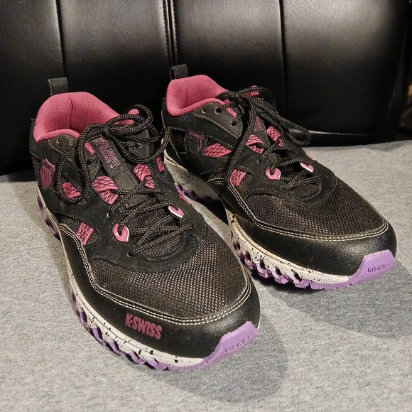 K-Swiss Women's Tubes Sport Lite Black Purple Shoes Walking Running Hiking W11 - Picture 1 of 9